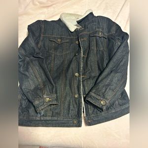 Black Denim jacket with a faux fur on the inside.